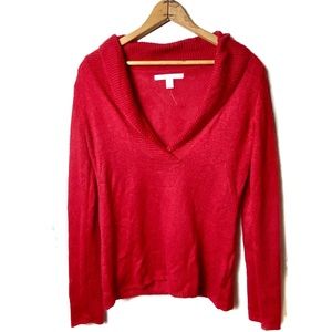 Old Navy Red Shawl Collar Drape V-Neck Soft-Knit Sweater Lightweight M